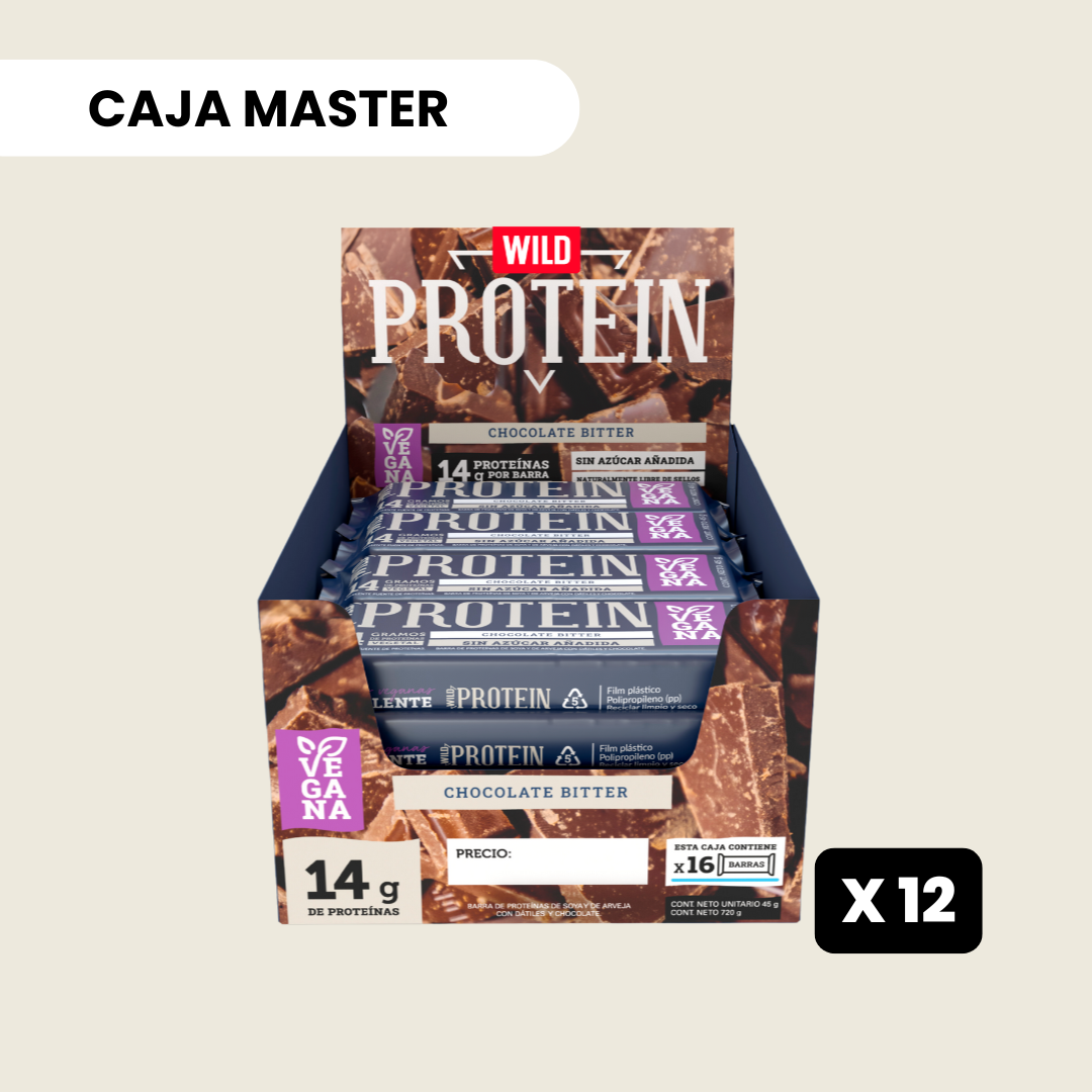 12 cajas Wild Protein Vegana Chocolate Bitter - 16 unidades c/u