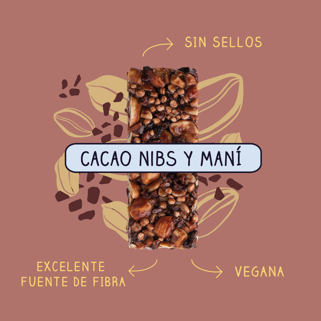 Barra de Frutos Secos Cacao Nibs Maní - 16 unidades