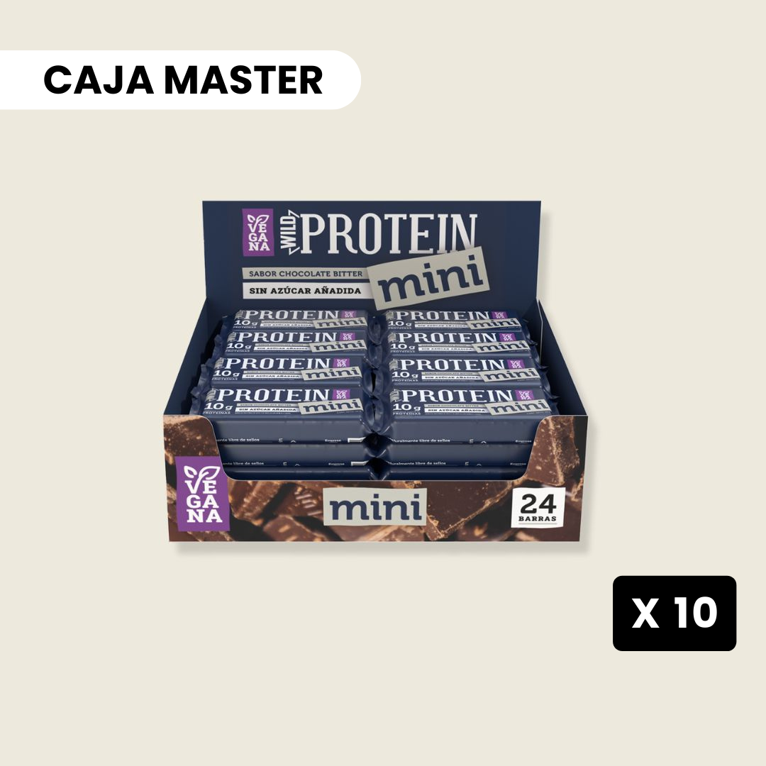 10 cajas Wild Protein Mini Vegana Chocolate Bitter - 24 unidades c/u