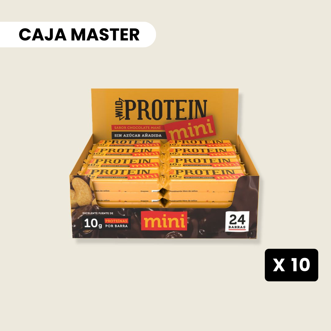 10 cajas Wild Protein Mini Chocolate Maní - 24 unidades c/u