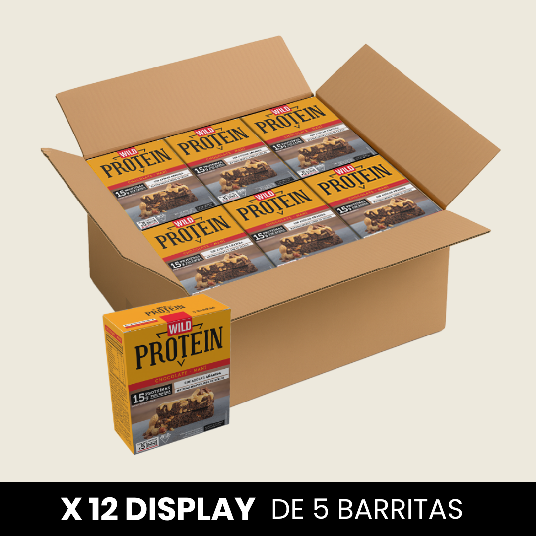 Wild Protein Chocolate Maní - x12 display de 5 uds
