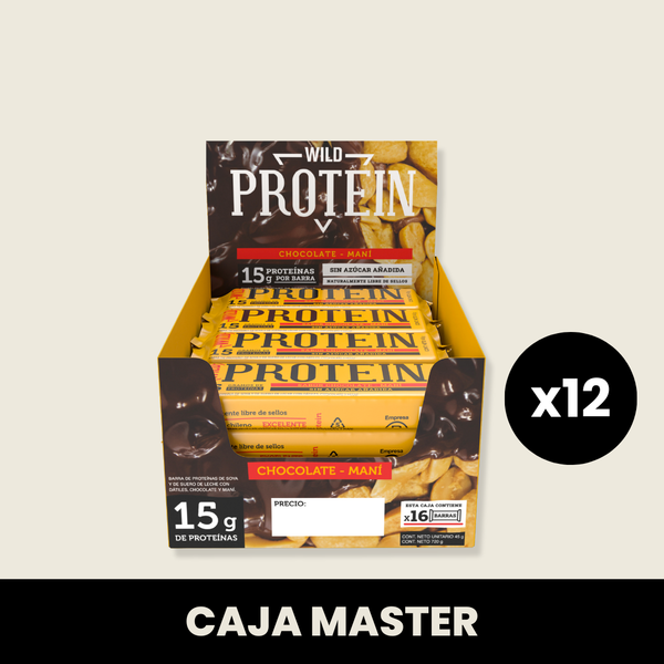 Caja Master Wild Protein Chocolate-Maní 16 Uds