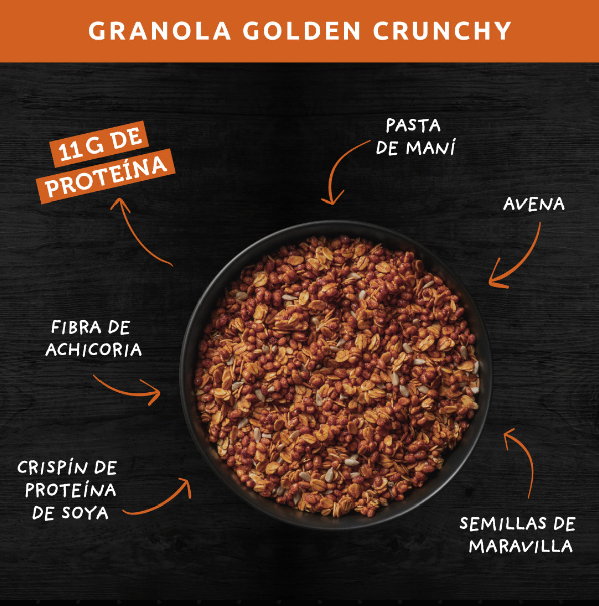 Caja Master Wild Protein Granola Golden Crunchy (300g) - 12 cajas