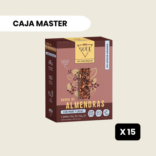 15 cajas Barra de Frutos Secos Cacao Nibs Maní - 5 unidades c/u
