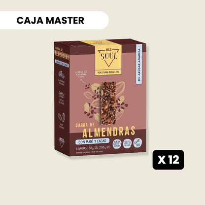 12 Cajas Barra de Frutos Secos Cacao Nibs Maní 5 unidades c/u