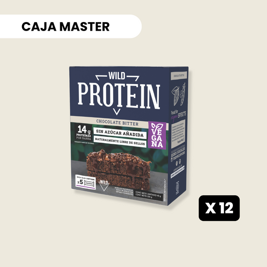 12 Cajas Wild Protein Vegana Chocolate Bitter 5 unidades c/u