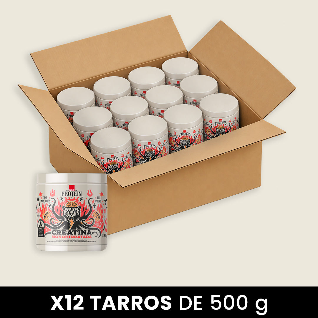 Wild Protein Creatina Monohidratada en Polvo - 12 tarros de 500 g c/u