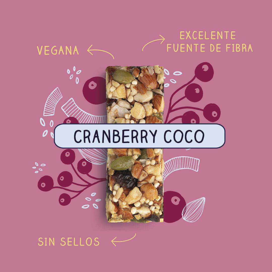 Barra Frutos Secos Cranberry Coco 16 unidades